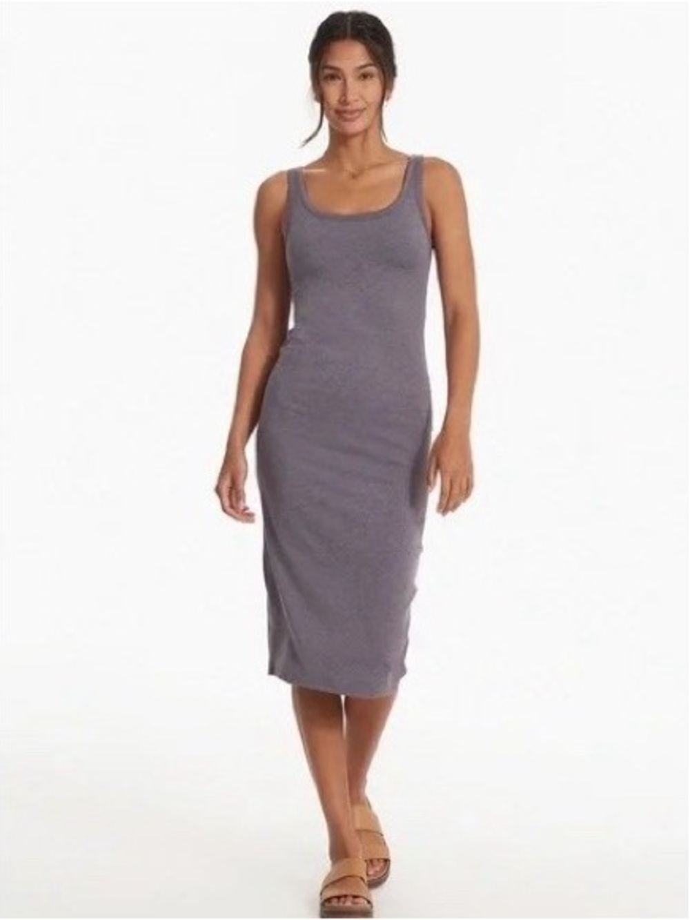 Vuori Halo Essential Scoop Neck Midi Dress Gray Athleisure Women’s M